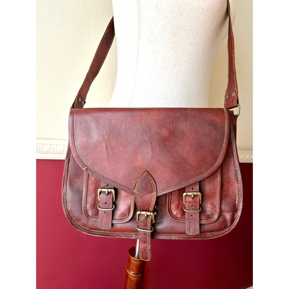 Komal's Passion Leather Messenger Bag Brown Satchel Crossbody Laptop Full Grain